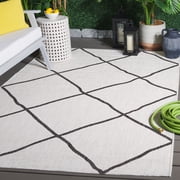 SAFAVIEH Courtyard Cohen Diamond Indoor/Outdoor Area Rug, Ivory/Black, 5'3" x 7'7"