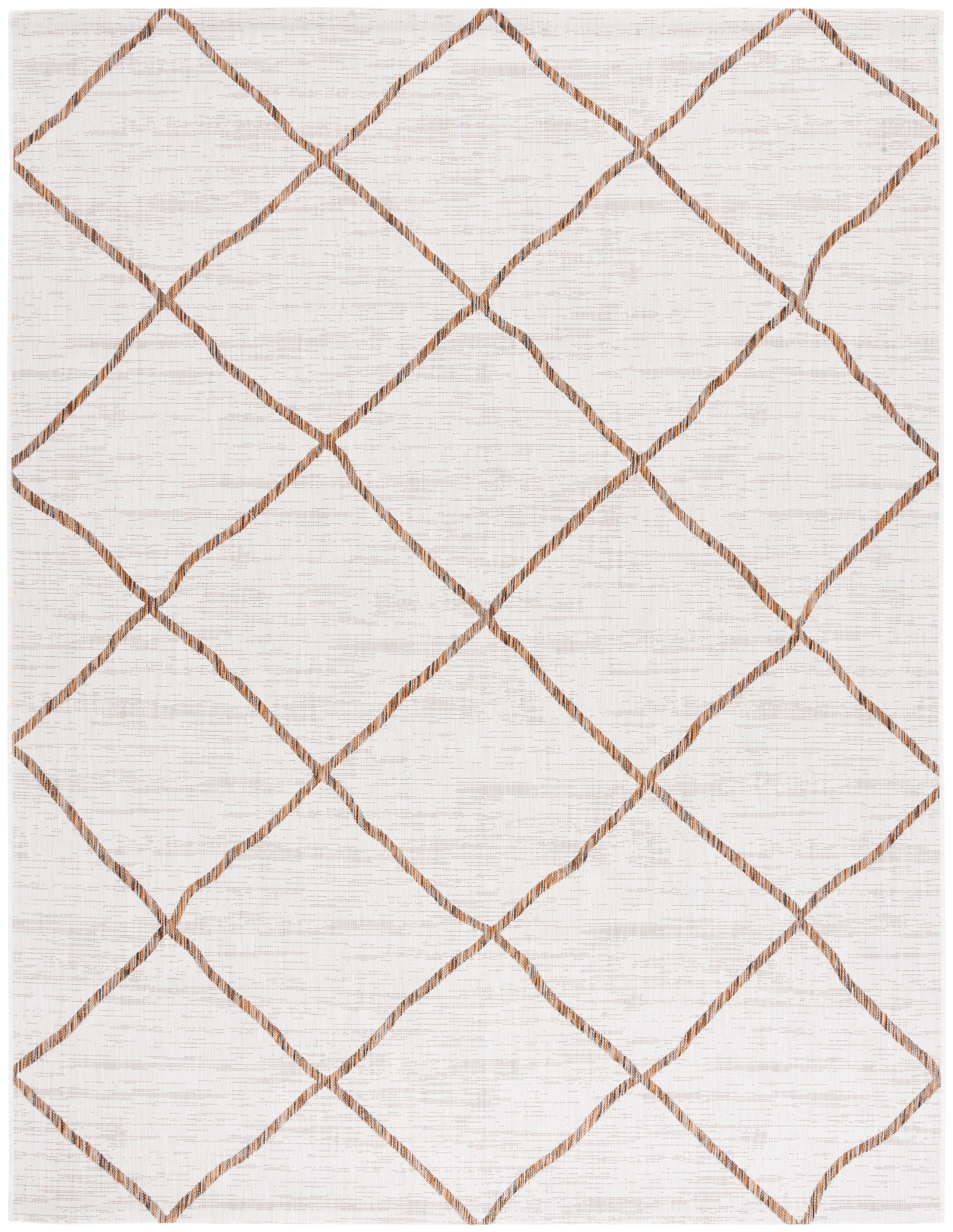 SAFAVIEH Courtyard Cohen Diamond Indoor/Outdoor Area Rug, Ivory/Brown, 8' x 10'