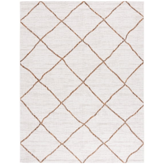 SAFAVIEH Courtyard Cohen Diamond Indoor/Outdoor Area Rug, Ivory/Brown, 9' x 12'