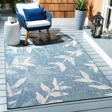 SAFAVIEH Courtyard Colton Floral Indoor/Outdoor Area Rug, 5'3" x 7'7", Navy/Blue