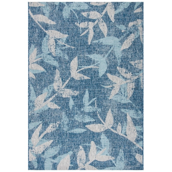 SAFAVIEH Courtyard Colton Floral Indoor/Outdoor Area Rug, 6'7" x 9'6", Navy/Blue