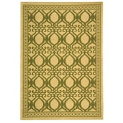SAFAVIEH Courtyard Colton Geometric Indoor/Outdoor Area Rug, 5'3" x 7'7", Natural/Olive