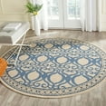 thumbnail image 1 of SAFAVIEH Courtyard Colton Geometric Indoor/Outdoor Area Rug, Natural/Blue, 6'7" x 6'7" Round, 1 of 7