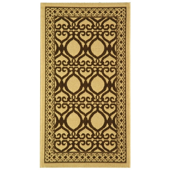 SAFAVIEH Courtyard Colton Geometric Indoor/Outdoor Area Rug, Natural/Brown, 2' x 3'7"