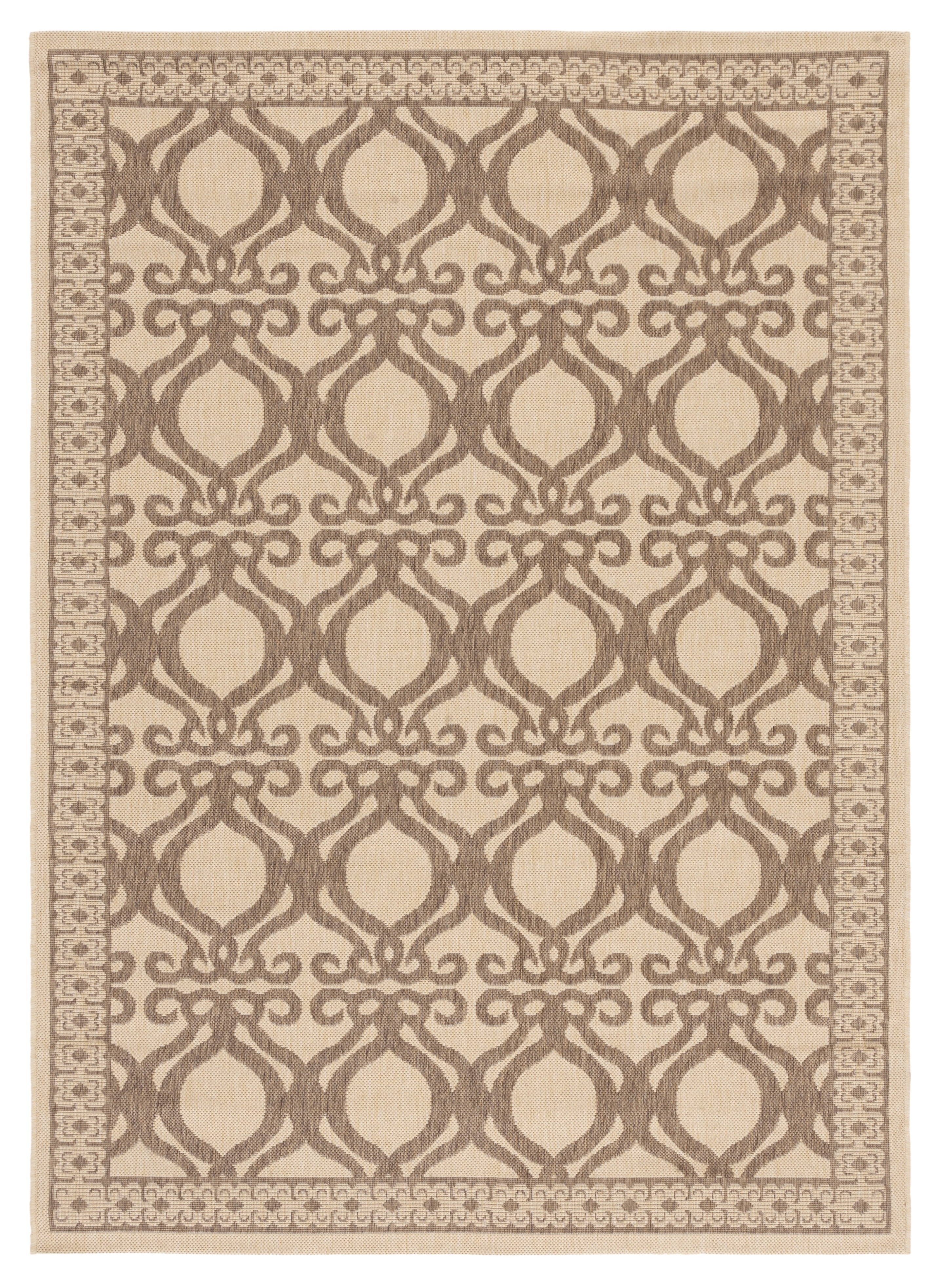 SAFAVIEH Courtyard Colton Geometric Indoor/Outdoor Area Rug, Natural/Brown, 5'3" x 7'7"