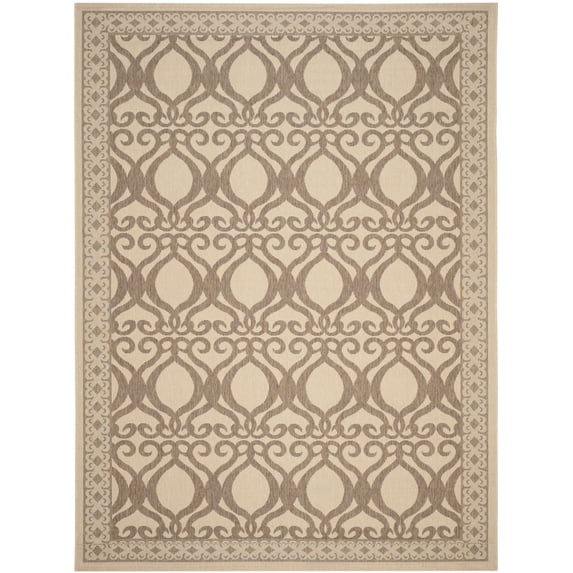 SAFAVIEH Courtyard Colton Geometric Indoor/Outdoor Area Rug, Natural/Brown, 8' x 11'