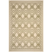SAFAVIEH Courtyard Colton Geometric Indoor/Outdoor Area Rug, Natural/Olive, 5'3" x 7'7"