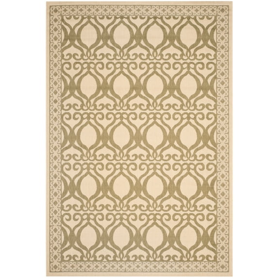 SAFAVIEH Courtyard Colton Geometric Indoor/Outdoor Area Rug, Natural/Olive, 8' x 11'