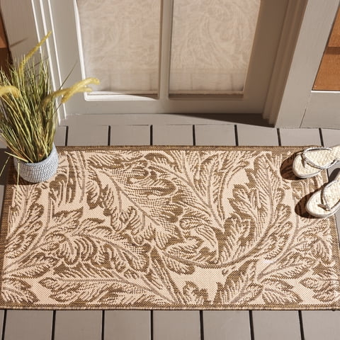 Safavieh Courtyard Connie Floral Indoor/Outdoor Area Rug, Natural/Brown, 2' x 3'7"