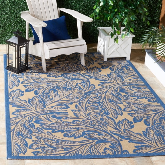 Safavieh Courtyard Connie Floral Indoor/Outdoor Area Rug, Natural/Blue, 6'7" x 9'6"