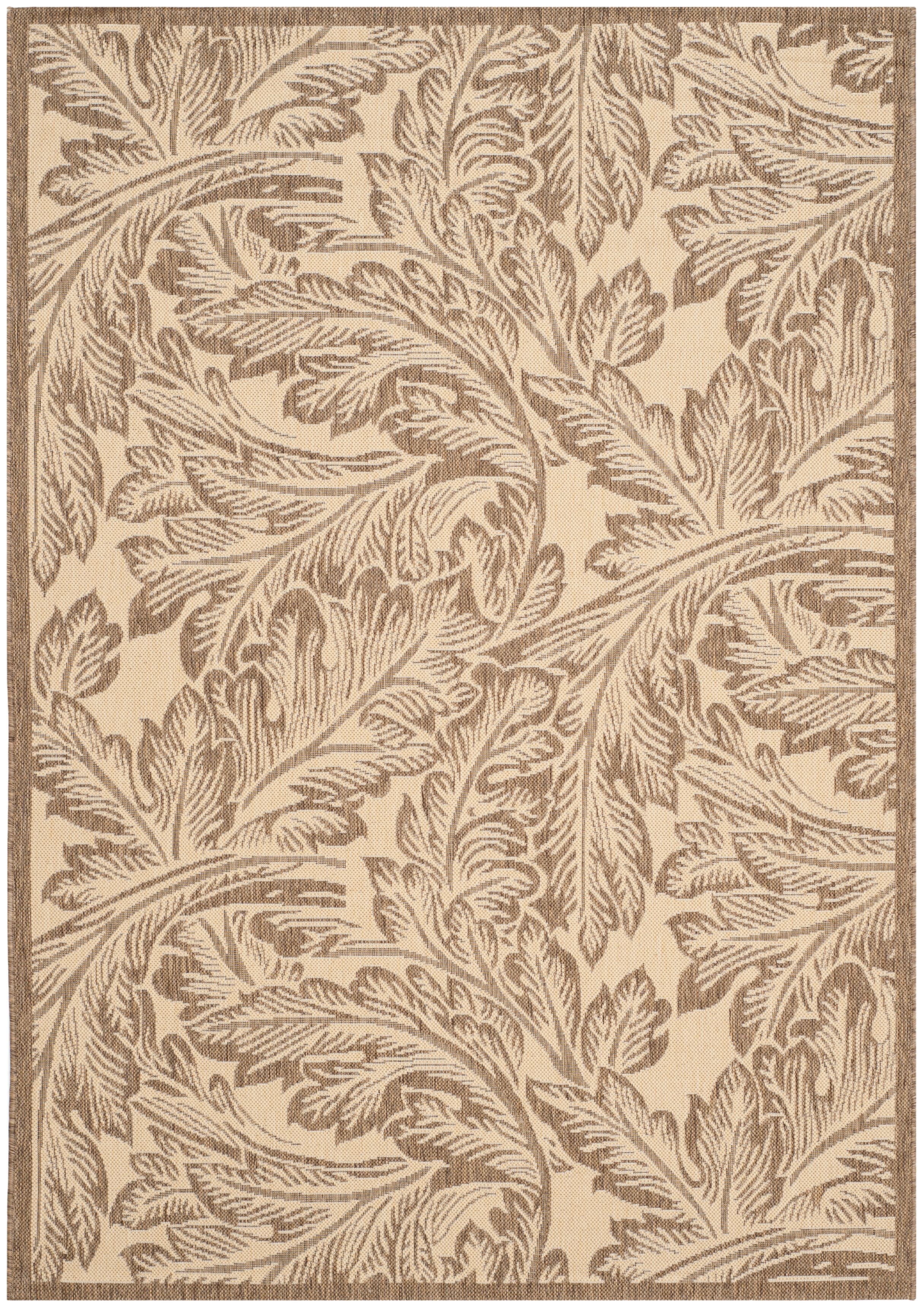 Natural Brown Floral Print Outdoor Area Rug