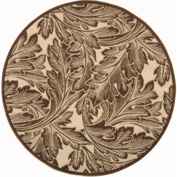 Safavieh Courtyard Connie Floral Indoor/Outdoor Area Rug, Natural/Chocolate, 5'3" x 5'3" Round