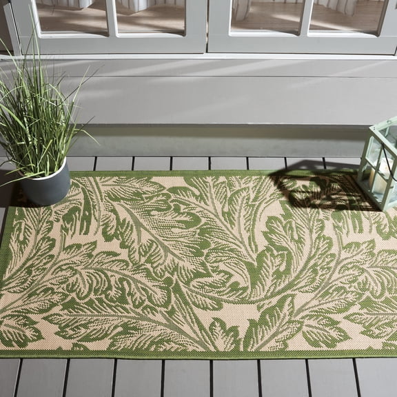 Safavieh Courtyard Connie Floral Indoor/Outdoor Area Rug, Natural/Olive, 4' x 5'7"