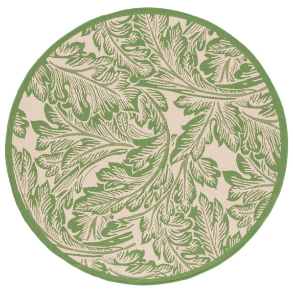 Safavieh Courtyard Connie Floral Indoor/Outdoor Area Rug, Natural/Olive, 5'3" x 5'3" Round
