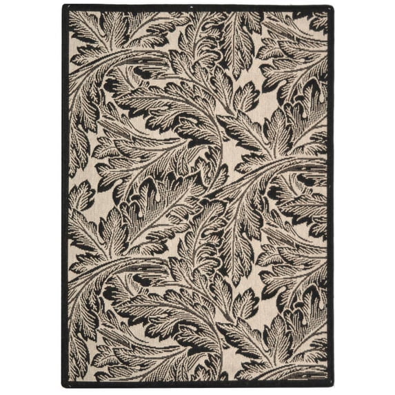Safavieh Courtyard Connie Floral Indoor/Outdoor Area Rug, Sand/Black, 4' x 5'7"