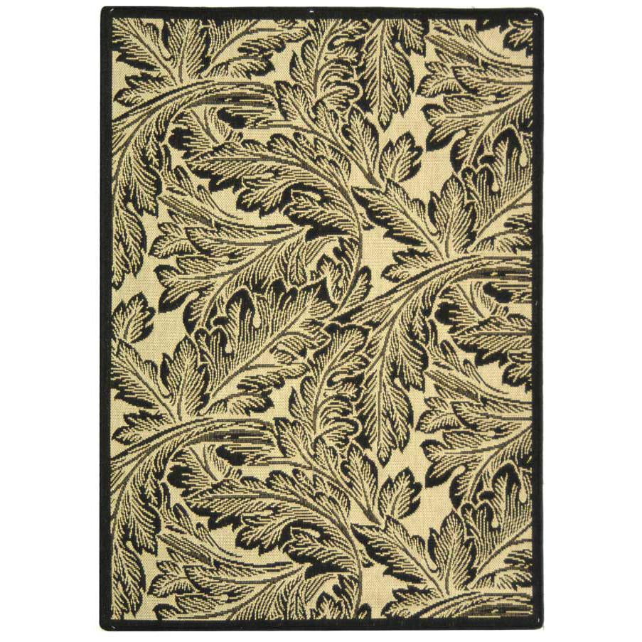 Sand and Black Rectangular Synthetic Indoor/Outdoor Area Rug