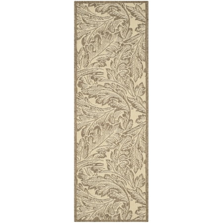 Safavieh Courtyard Connie Floral Indoor/Outdoor Runner Rug, Natural/Brown, 2'3" x 6'7"