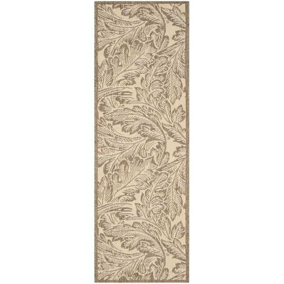Safavieh Courtyard Connie Floral Indoor/Outdoor Runner Rug, Natural/Brown, 2'3" x 6'7"