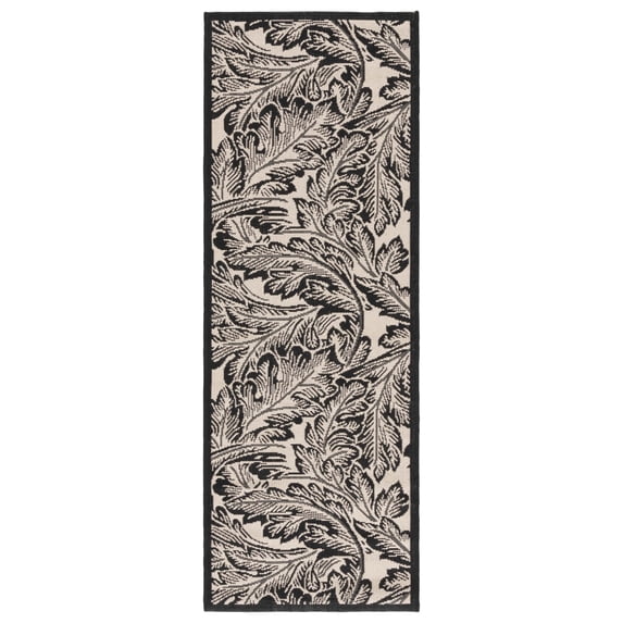 Safavieh Courtyard Connie Floral Indoor/Outdoor Runner Rug, Sand/Black, 2'3" x 6'7"