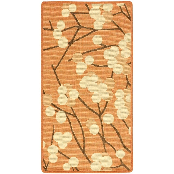 SAFAVIEH Courtyard Connie Floral Indoor/Outdoor Runner Rug, Terra Natural/Brown, 2'3" x 6'7"