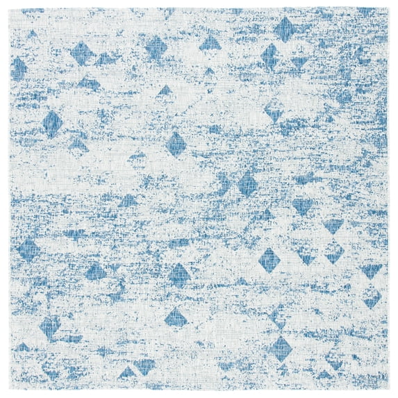 SAFAVIEH Courtyard Constance Abstract Indoor/Outdoor Area Rug, Grey/Navy, 6'7" x 6'7" Square