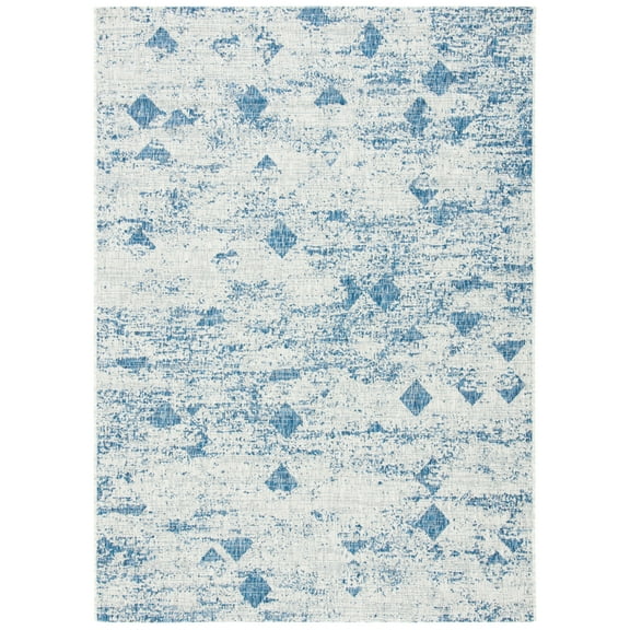 SAFAVIEH Courtyard Constance Abstract Indoor/Outdoor Area Rug, Grey/Navy, 8' x 10'