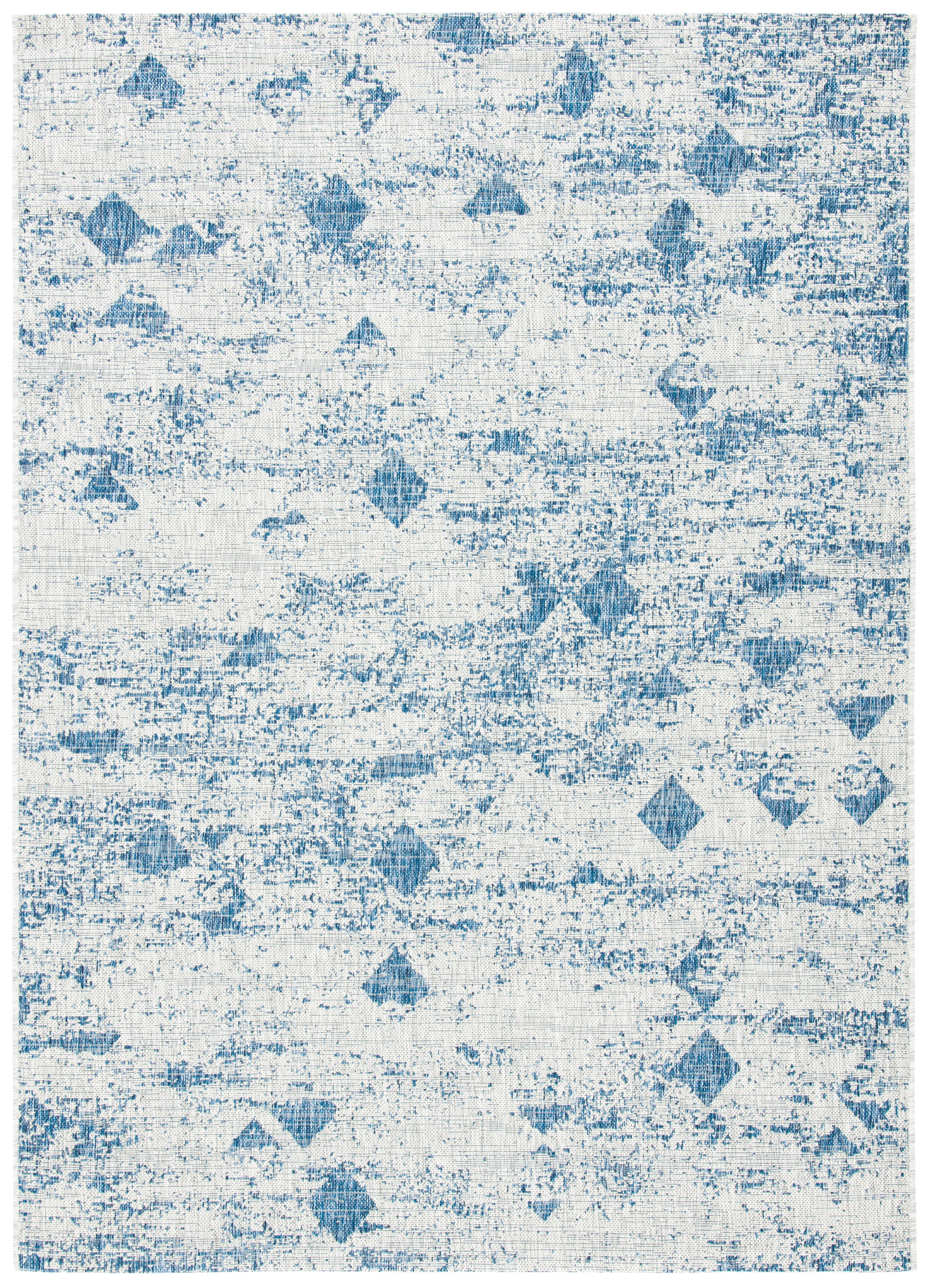 SAFAVIEH Courtyard Constance Abstract Indoor/Outdoor Area Rug, Grey/Navy, 8' x 10'