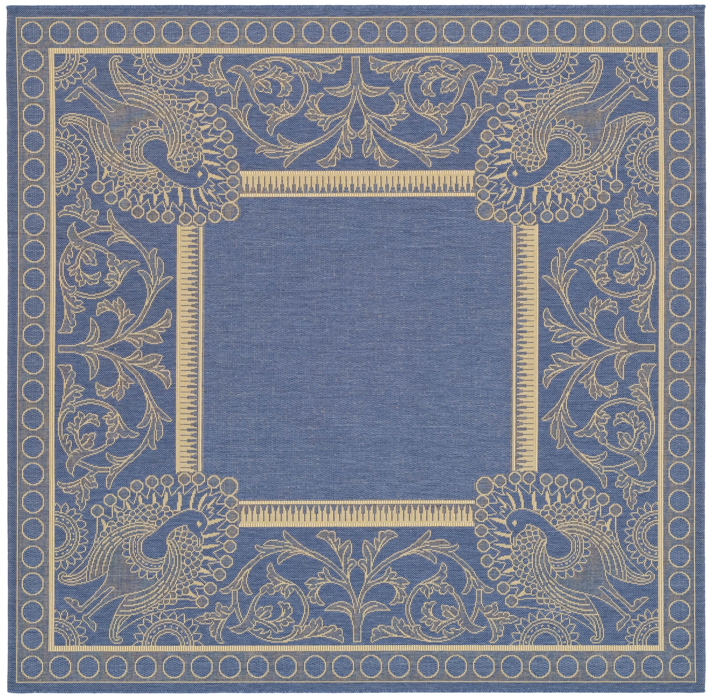 Safavieh Courtyard Cooper Botanical Indoor/Outdoor Area Rug, Blue/Natural, 7'10" x 7'10" Square
