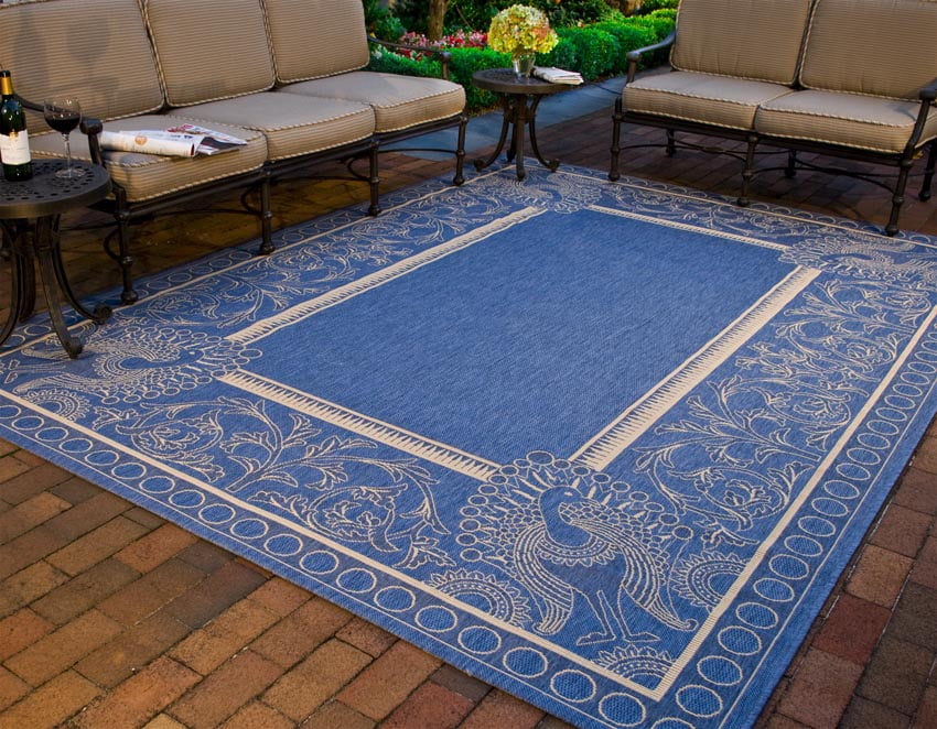 Safavieh Courtyard Cooper Botanical Indoor/Outdoor Area Rug, Blue/Natural, 8' x 11'