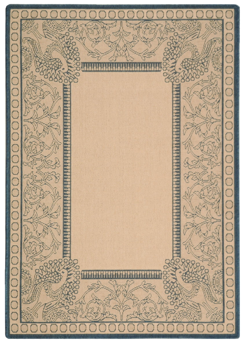 Safavieh Courtyard Cooper Botanical Indoor/Outdoor Area Rug, Natural/Blue, 4' x 5'7"