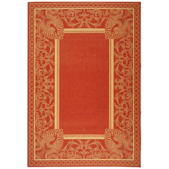 Safavieh Courtyard Cooper Botanical Indoor/Outdoor Area Rug, Red/Natural, 6'7" x 9'6"