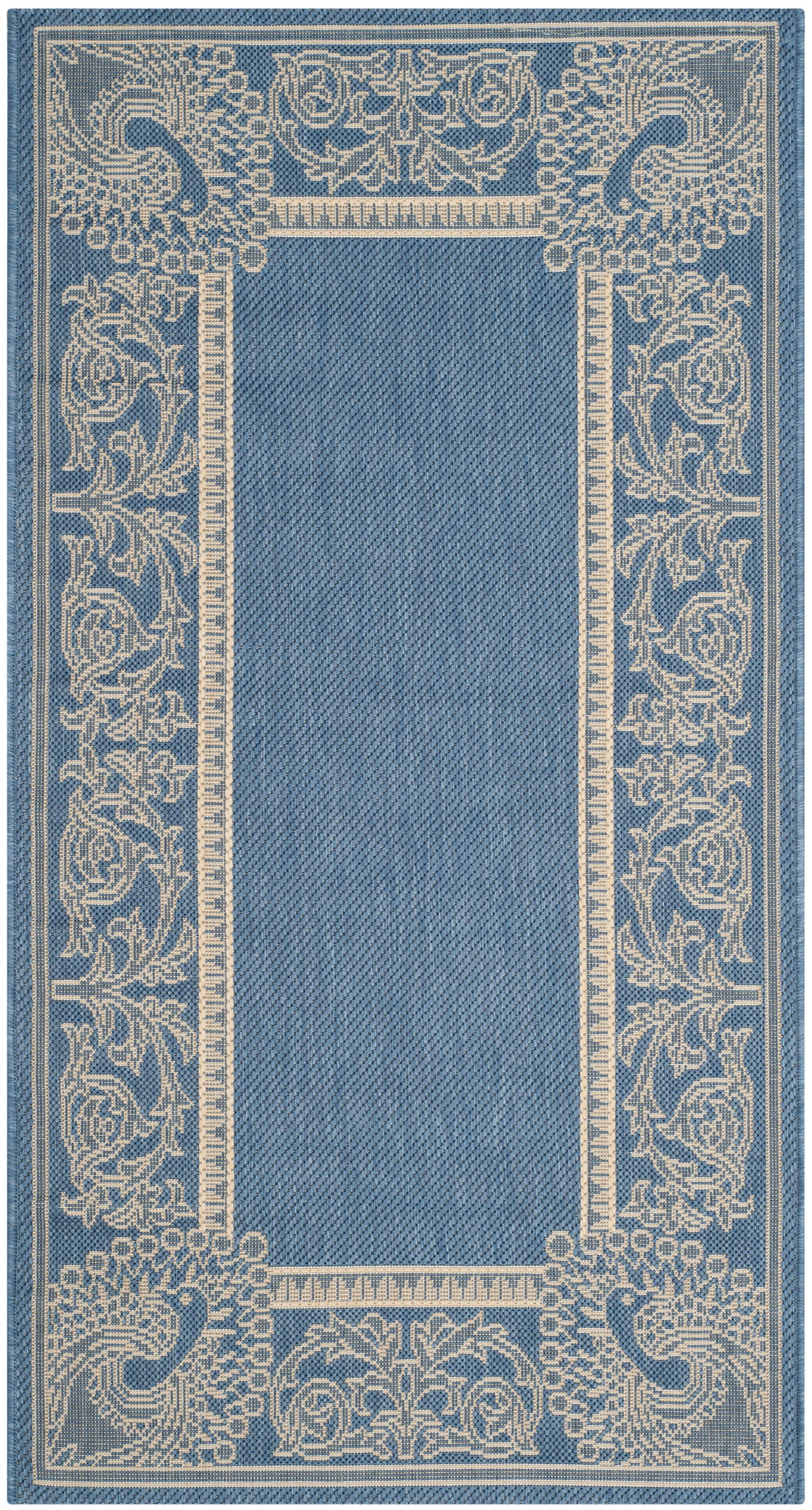 Handmade Blue and Natural Rectangular Synthetic Area Rug