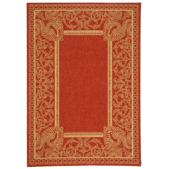 Safavieh Courtyard Cooper Botanical Indoor/Outdoor Area Rug, Red/Natural, 4' x 5'7"