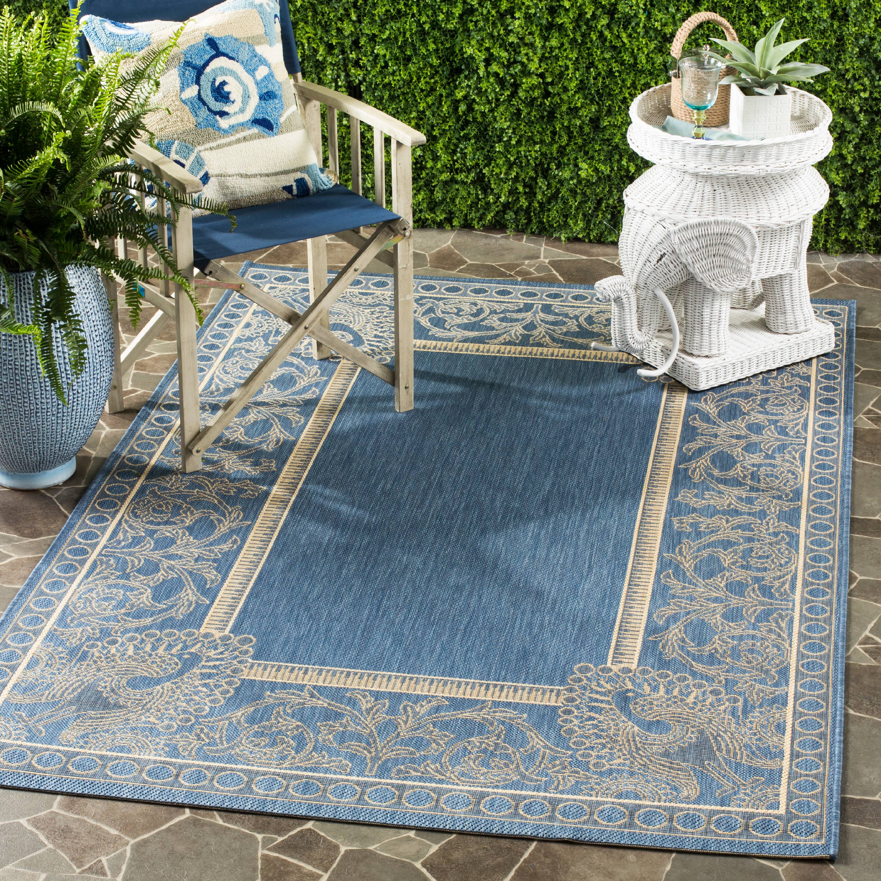 SAFAVIEH Courtyard Cooper Floral Indoor/Outdoor Area Rug, 5'3" x 7'7", Blue/Natural - image 1 of 3