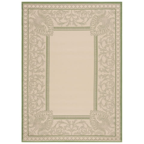 Safavieh Courtyard Cooper Botanical Indoor/Outdoor Area Rug, Natural/Olive, 5'3" x 7'7"