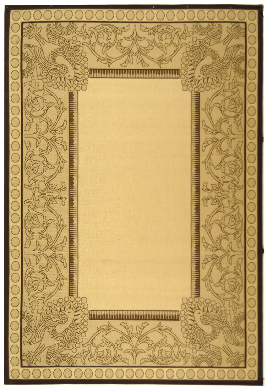 Safavieh Courtyard Cooper Botanical Indoor/Outdoor Area Rug, Natural/Chocolate, 6'7" x 9'6"