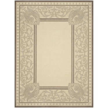 SAFAVIEH Courtyard Cooper Floral Indoor/Outdoor Area Rug, 9' x 12', Natural/Chocolate