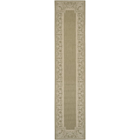 Safavieh Courtyard Cooper Botanical Indoor/Outdoor Runner Rug, Olive/Natural, 2'3" x 10'