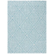 SAFAVIEH Courtyard Corinna Geometric Indoor/Outdoor Area Rug, Aqua/Grey, 8' x 10'