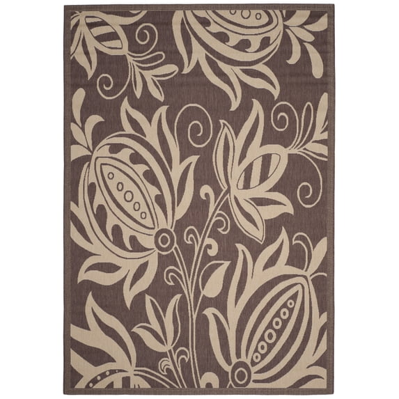 Safavieh Courtyard Crystal Floral Indoor/Outdoor Area Rug, Chocolate/Natural, 6'7" x 9'6"