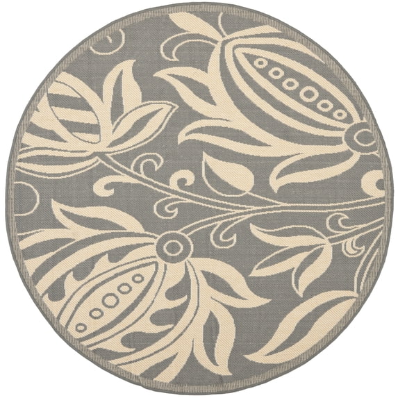 Safavieh Courtyard Crystal Floral Indoor/Outdoor Area Rug, Gray/Natural, 5'3" x 5'3" Round