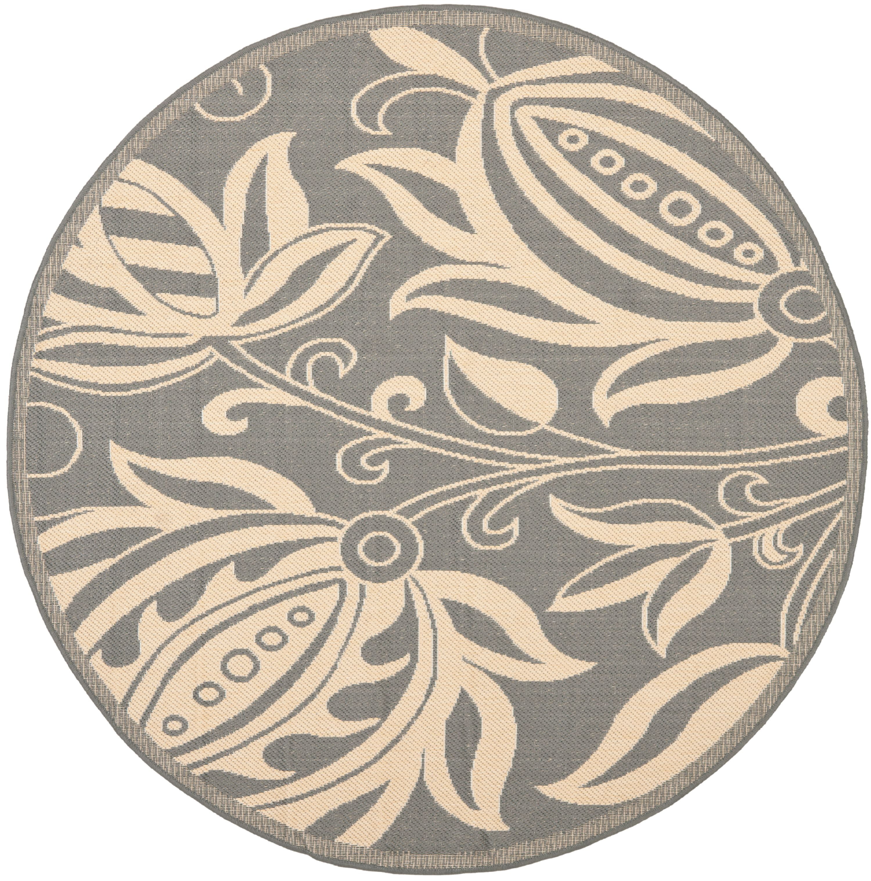 SAFAVIEH Courtyard Crystal Floral Indoor/Outdoor Area Rug, Grey/Natural ...