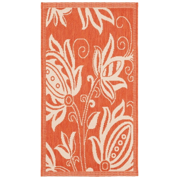 Safavieh Courtyard Crystal Floral Indoor/Outdoor Area Rug, Terracotta/Natural, 2' x 3'7"