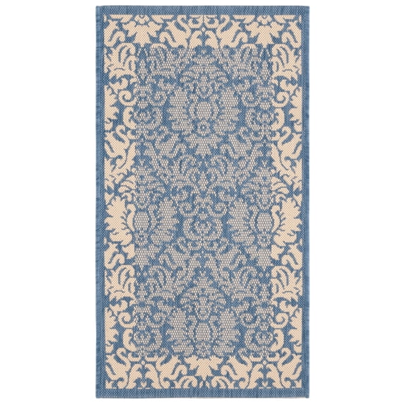 Safavieh Courtyard Dani Bordered Indoor/Outdoor Area Rug, Blue/Natural, 2' x 3'7"