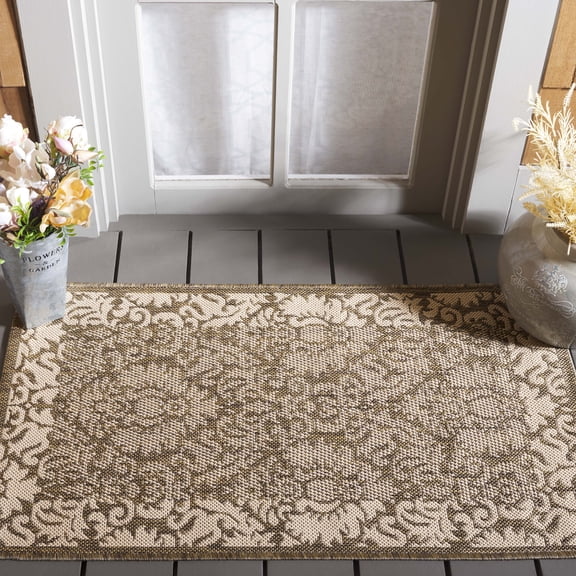 Safavieh Courtyard Dani Bordered Indoor/Outdoor Area Rug, Brown/Natural, 2' x 3'7"