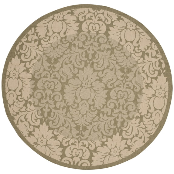 Safavieh Courtyard Dani Bordered Indoor/Outdoor Area Rug, Olive/Natural, 6'7" x 6'7" Round