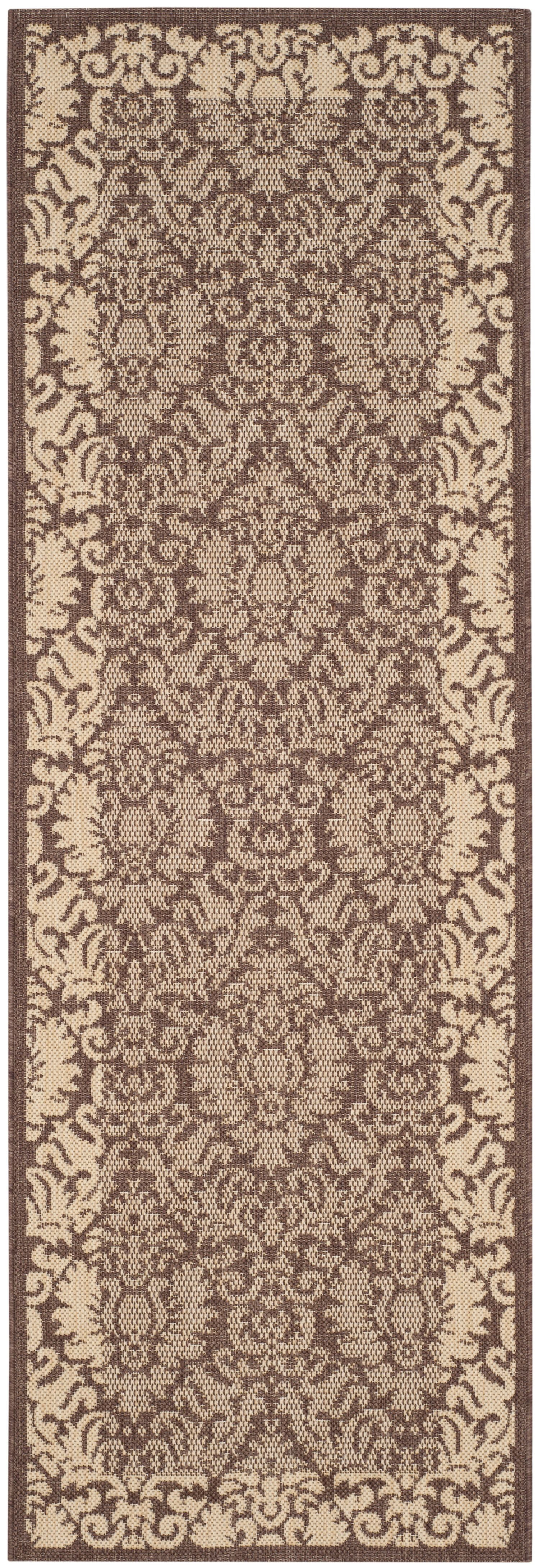 SAFAVIEH Courtyard Dani Bordered Indoor/Outdoor Runner Rug, Chocolate ...