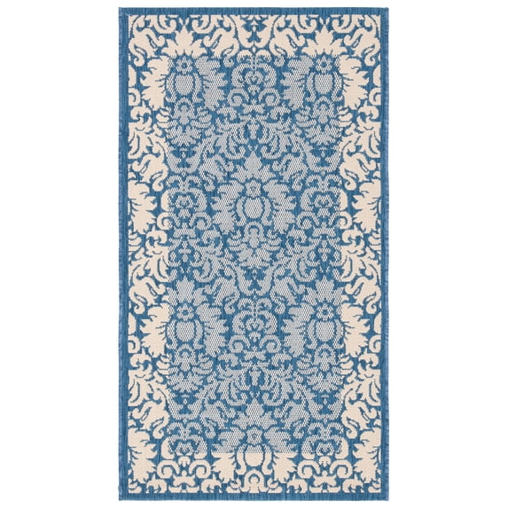 Safavieh Courtyard Dani Bordered Indoor/Outdoor Area Rug, Blue/Natural, 2'7" x 5'