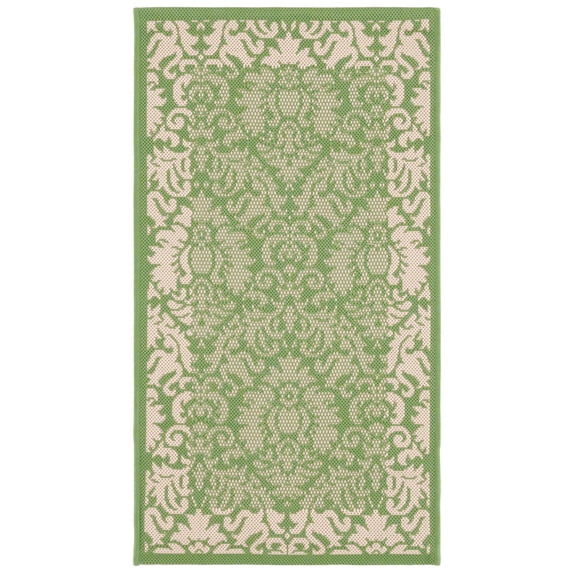 Safavieh Courtyard Dani Bordered Indoor/Outdoor Area Rug, Olive/Natural, 2' x 3'7"