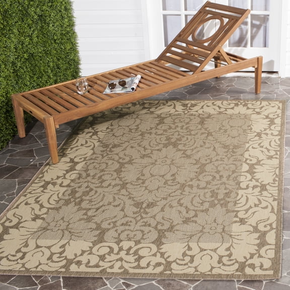 Safavieh Courtyard Dani Bordered Indoor/Outdoor Area Rug, Brown/Natural, 5'3" x 7'7"